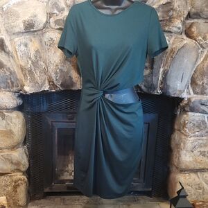 SHEIN Teal Twist-Front Midi Dress